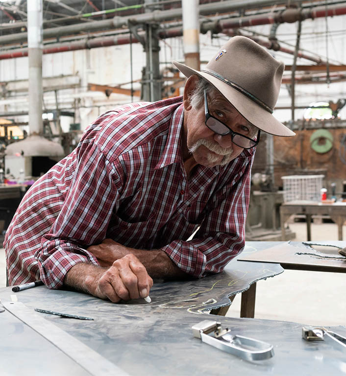 William Badger creating artwork