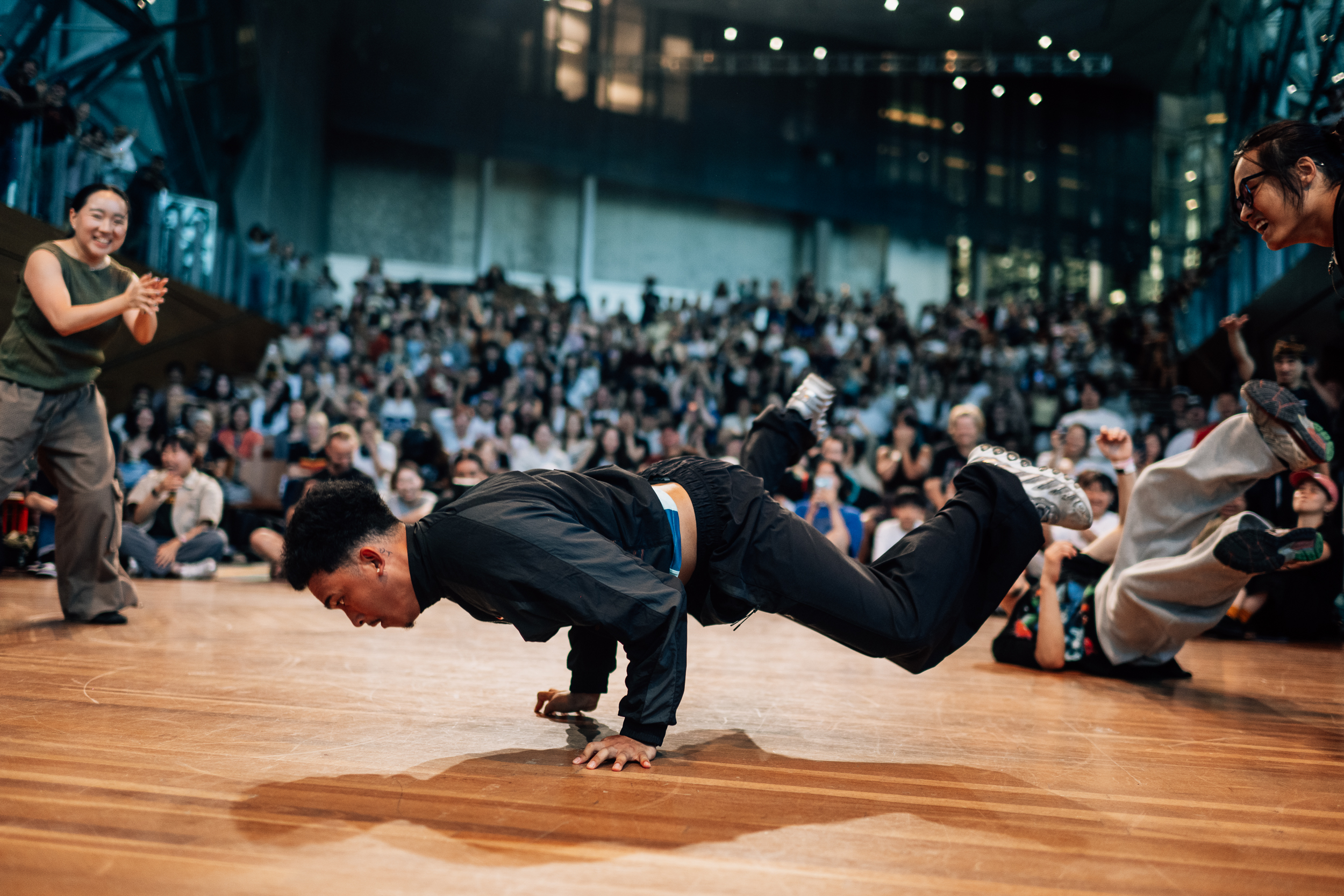 Breakdancer at On&On Festival, performing in front of a captivated audience