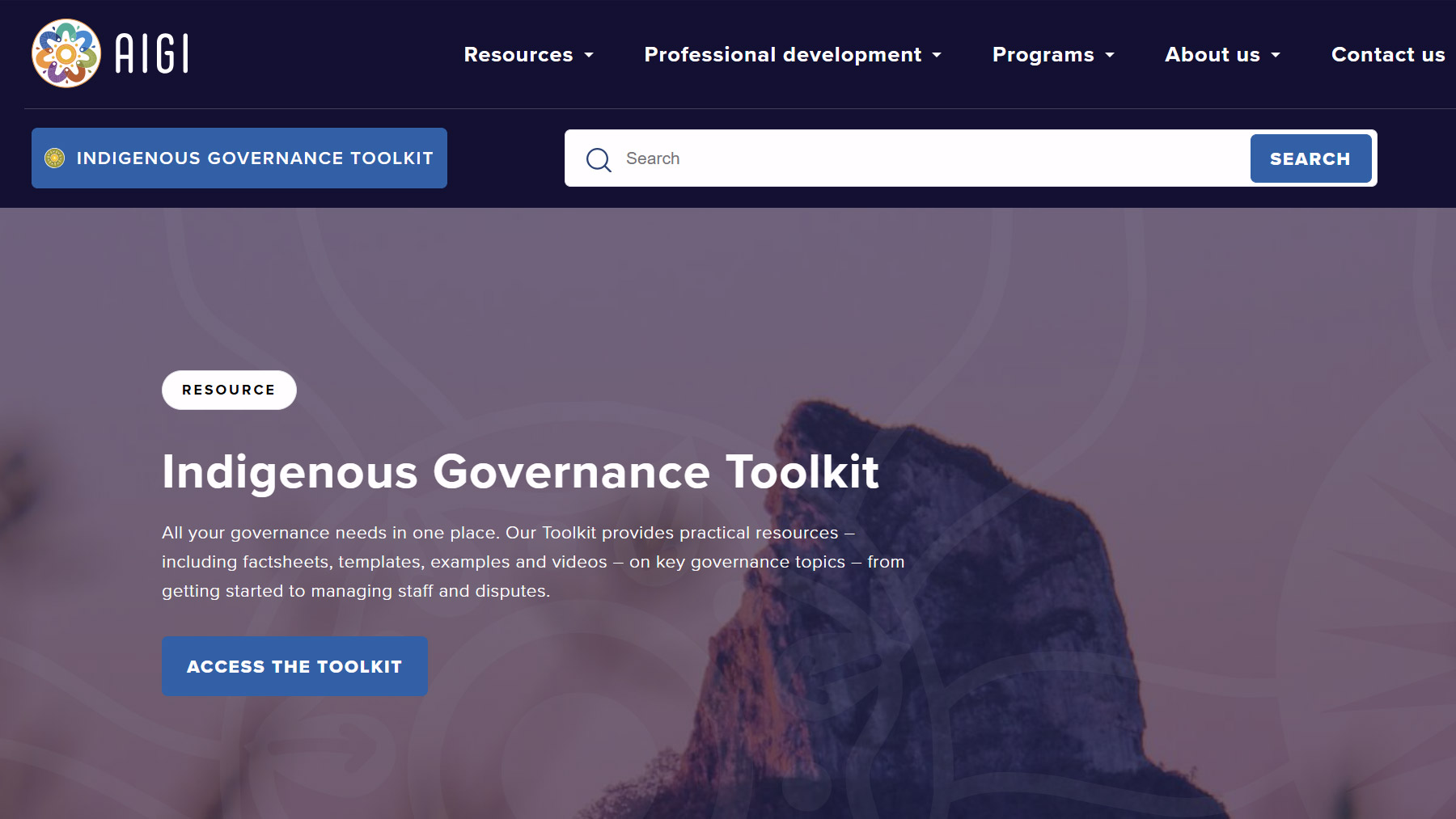 screenshot of Australian Indigenous Governance Institute website