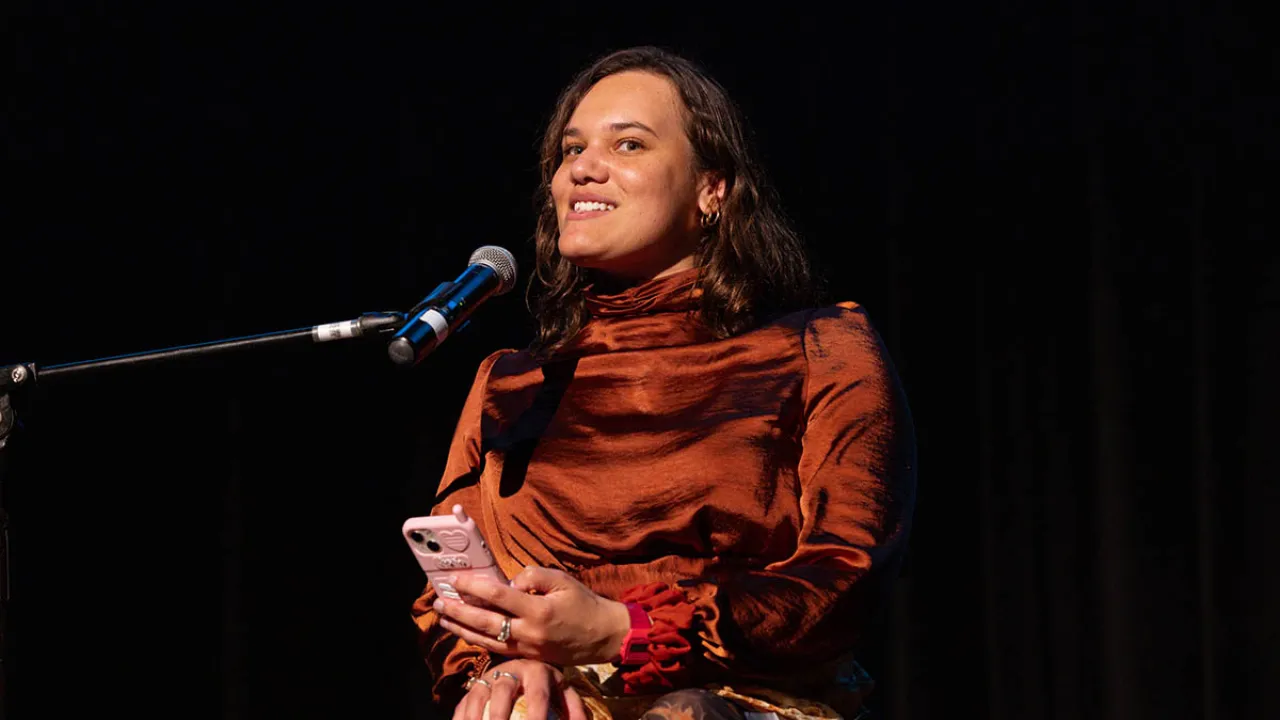 Riana Head-Toussaint onstage at the 2024 Creative Australia and National Arts and Disability Awards