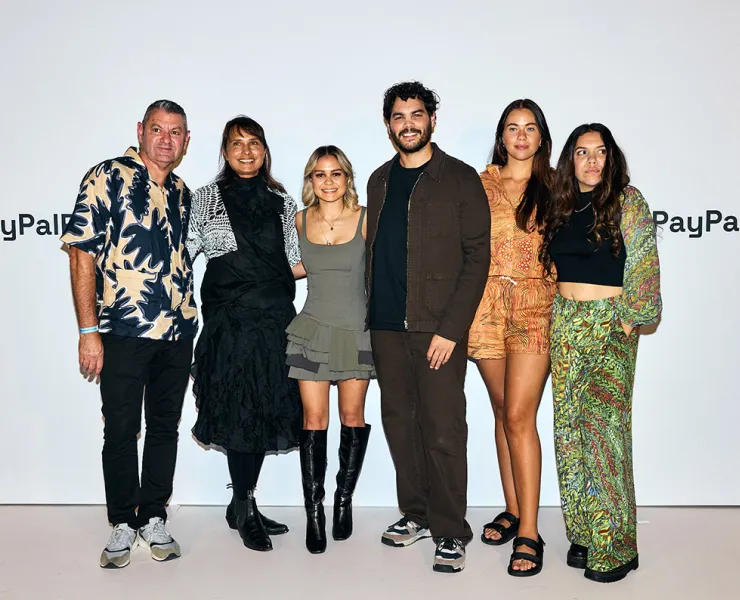 Nathan with other designers at Emerging MOB in Fashion, Melbourne Fashion Festival, 2024. Photo: Dan Castano