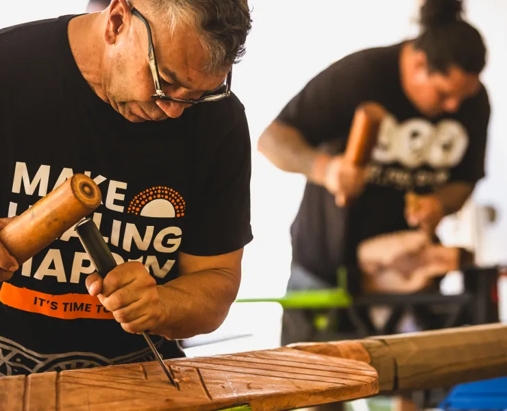 Paul Girrawah House, Carving work at the Bishop Museum, Honolulu, Hawai'i