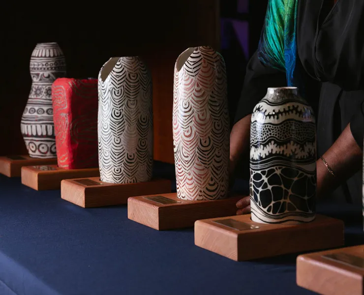 First Nations Arts and Culture Awards trophies 2024
