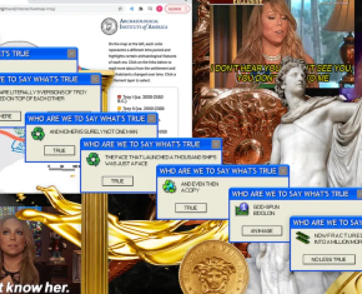 Collage of images and chat screen windows